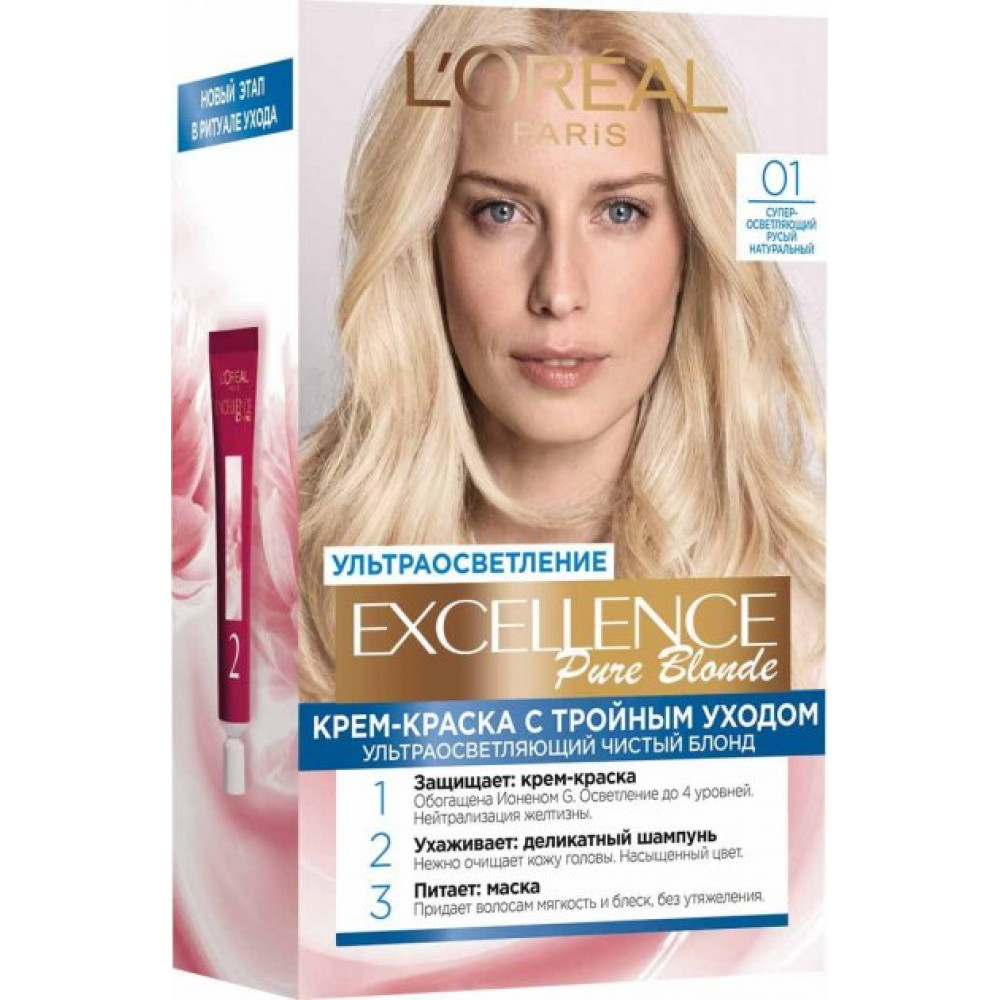 L'Oreal Стойкая крем-краска для волос Excellence 01 - Супер осветляющий русый натуральный
