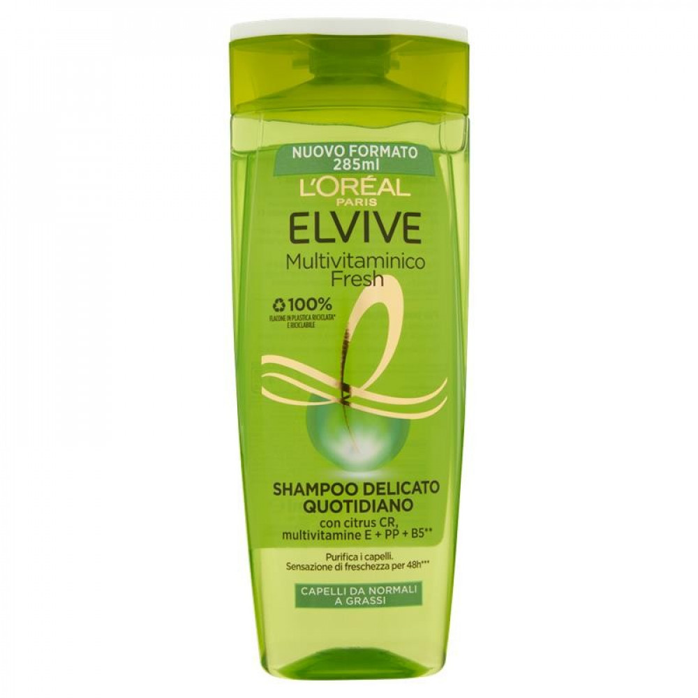 L'Oréal Paris Shampoo Elvive Fresh Multivitamin, оживляющее действие для всех волос, 285 мл
