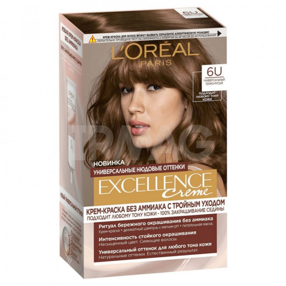 Краска для волос L'Oreal Excellence Creme 6U темно-русый универсальный