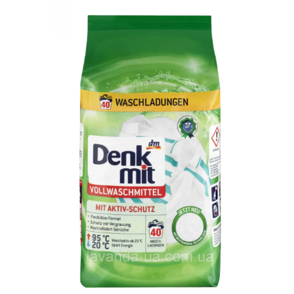 ПОРОШОК СТИРАЛЬНЫЙ DENKMIT (ГЕРМАНИЯ) VOLLWASCHMITTEL ДЛЯ БЕЛОГО БЕЛЬЯ 2,7 КГ 40 СТИРОК