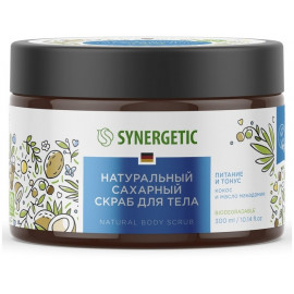 Synergetic Натуральный биоразлагаемый скраб для тела питание и тонус Кокос и масло макадамии 300мл