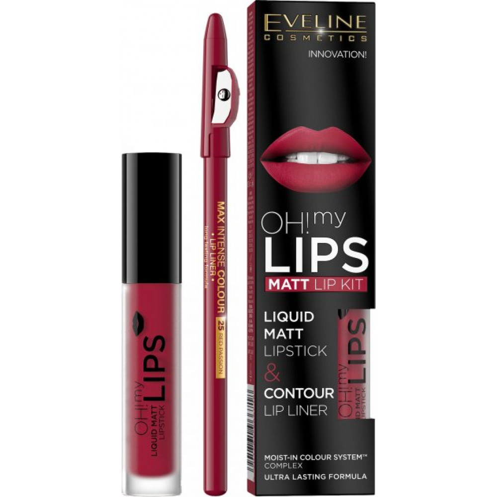Набор Eveline помада жидкая Liquid Matt + карандаш для губ 05