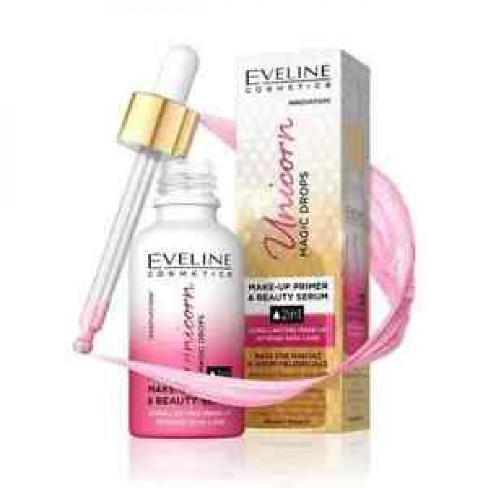 EVELINE UNICORN MAGIC DROPS 2IN1 BEAUTY MAKEUP PRIMER УВЛАЖНЯЮЩАЯ СЫВОРОТКА ДЛЯ ЛИЦА 30 МЛ