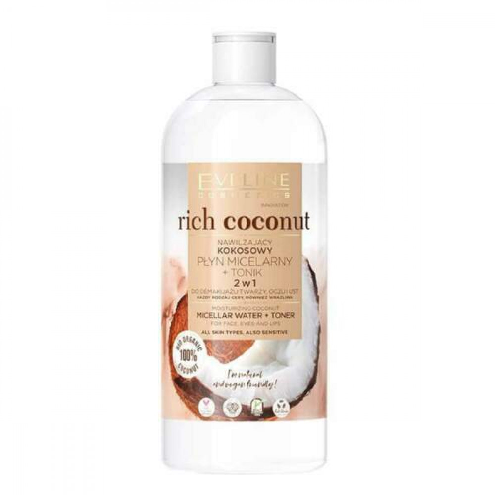 Мицеллярная вода EVELINE Увлажняющая кокосовая 3в1 серия RICH COCONUT 400 мл