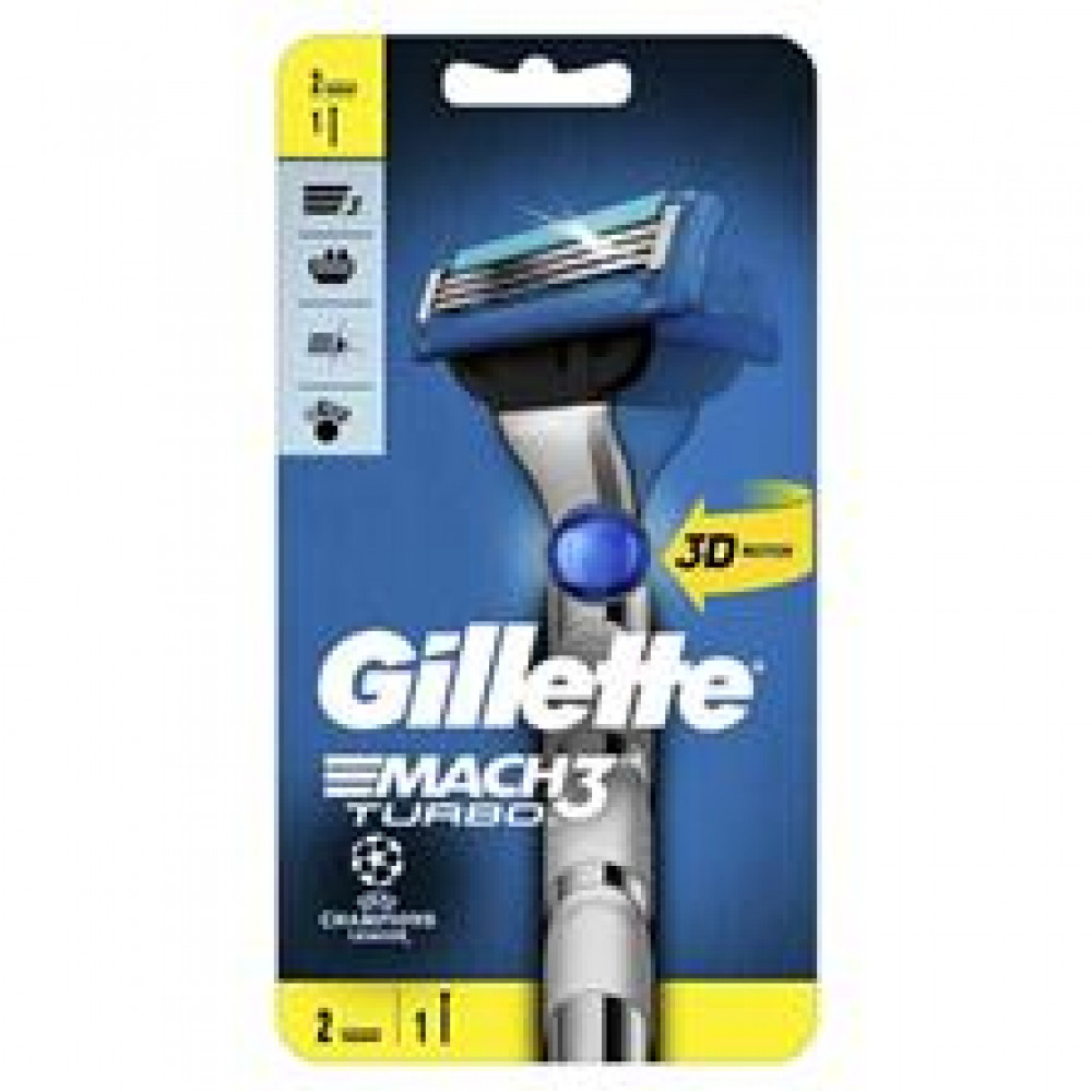 Станок для бритья Gillette Mach 3 Turbo 3D мужской с 2 ​​сменными картриджами