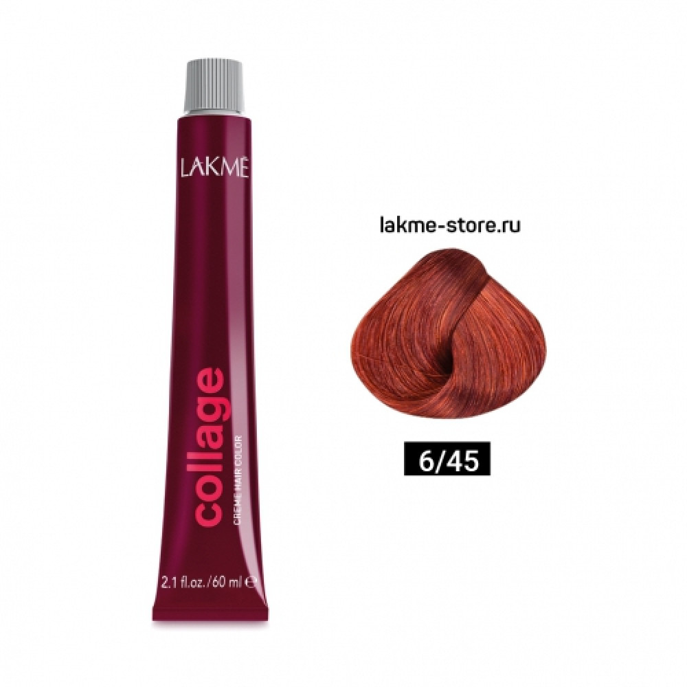 Крем-краска Lakme Collage creme hair color 6/45 Темный блондин медно-махагоновый