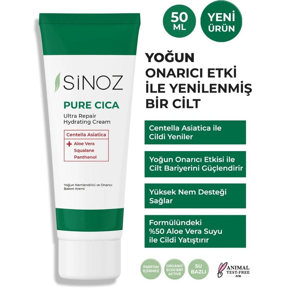 Sinoz Pure Cica Интенсивный восстанавливающий крем для раздраженной и поврежденной кожи, 50 мл