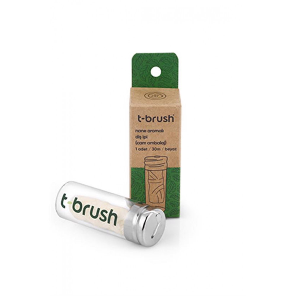 T-brush Зубная нить с мятным вкусом (стеклянная упаковка) 