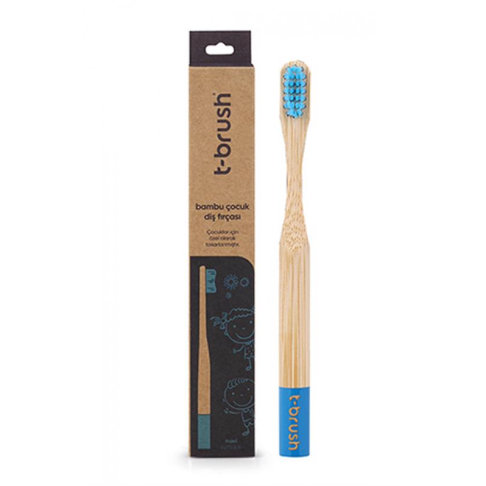 T-Brush Бамбуковая детская зубная щетка синяя