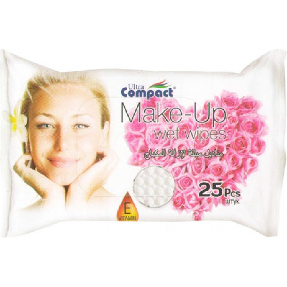 Влажные салфетки для снятия макияжа Ultra Compact Make Up 25 шт
