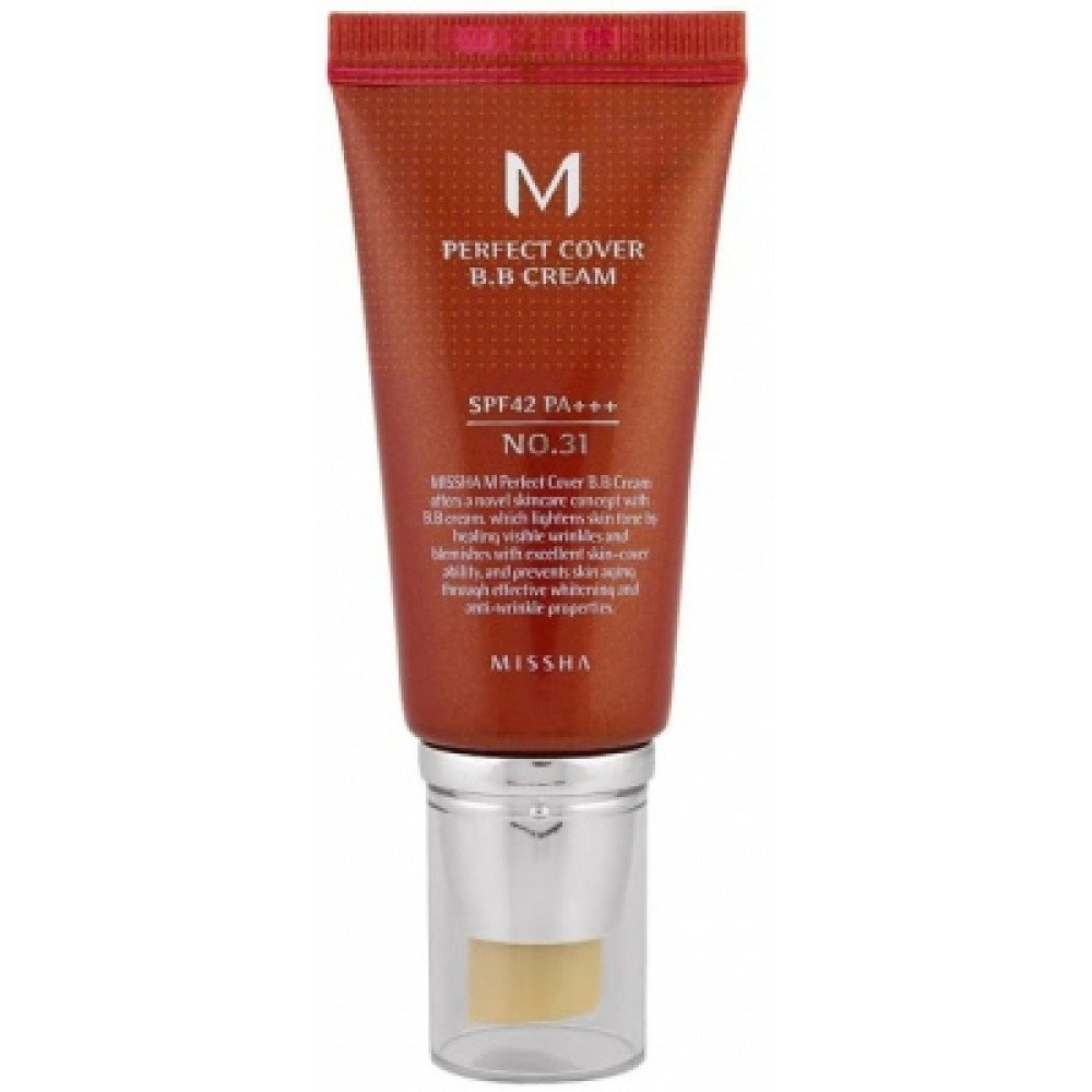 Тональный BB крем, золотистый беж, 50 мл. MISSHA Perfect Cover BB Cream SPF42/PA+++31