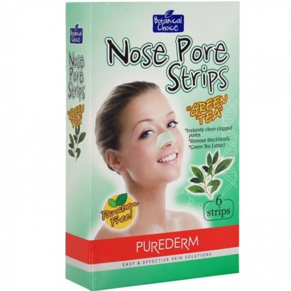 PUREDERM Полоски очищающие для носа "Зеленый чай"