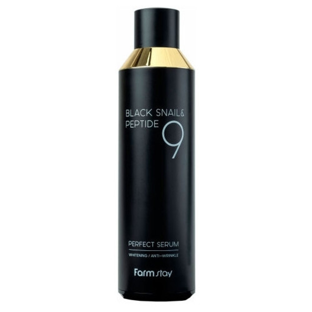 FarmStay Сыворотка с муцином черной улитки и пептидами Black snail&peptide 9 perfect serum 120 мл