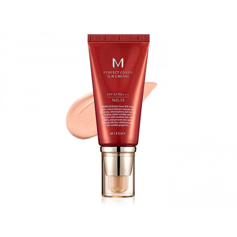 Увлажняющий и матирующий BB крем для лица Missha Perfect Cover BB Cream SPF 42 №13