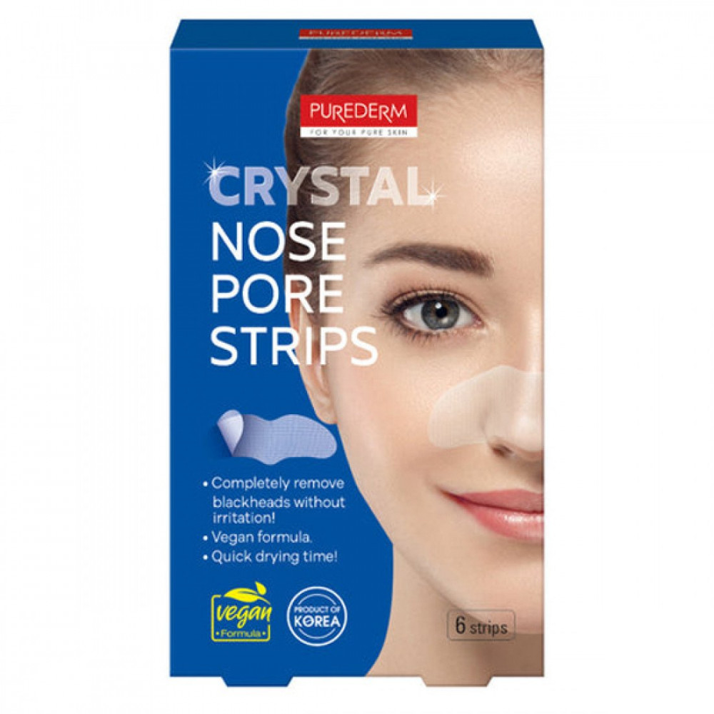 Purederm Crystal Nose Pore Strips веганский очищающий пластырь для носа, 6 шт