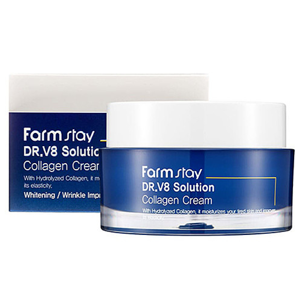 FarmStay Крем для лица с коллагеном Dr-V8 solution collagen cream 50 мл