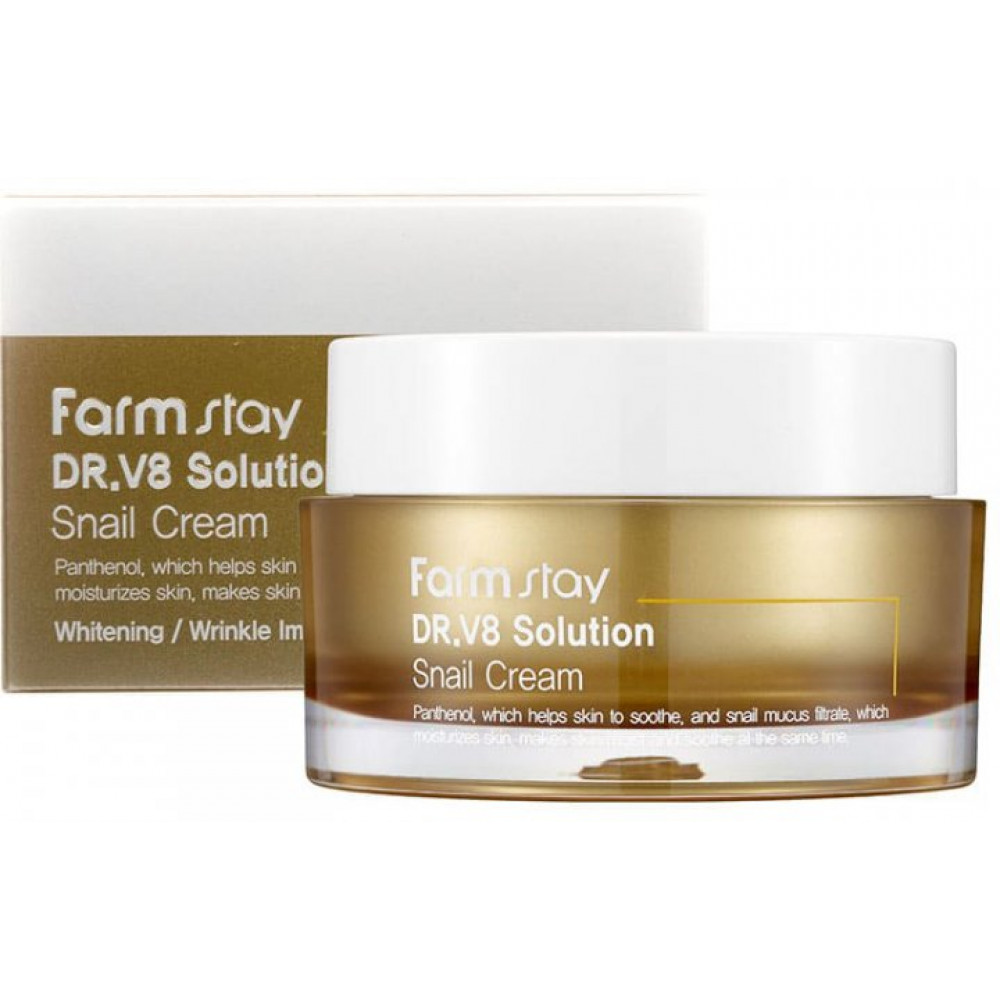 Крем для лица FarmStay Dr.V8 Solution Snail Cream Увлажняющий с улиточным муцином 50 мл