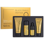 Антивозрастной набор FarmStay с муцином черной улитки и 9 пептидами Black Snail and Peptide9 Perfect 4 Step Mini Kit Edition