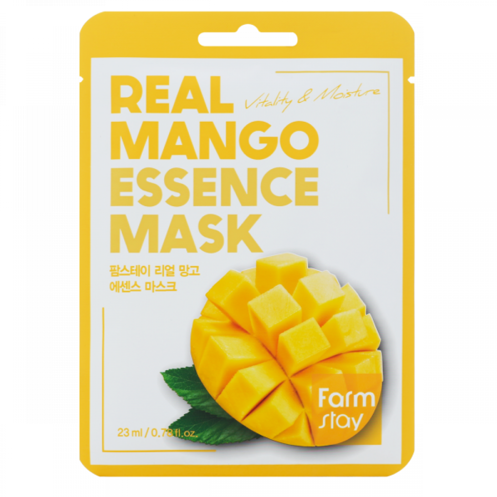 FARMSTAY REAL MANGO ESSENCE MASK ТКАНЕВАЯ МАСКА ДЛЯ ЛИЦА С ЭКСТРАКТОМ МАНГО 