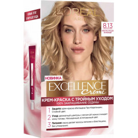 Стойкая крем-краска для волос L'Oreal Paris Excellence Creme с тройной защитой 8.13 - Светло-русый бежевый 176 мл 
