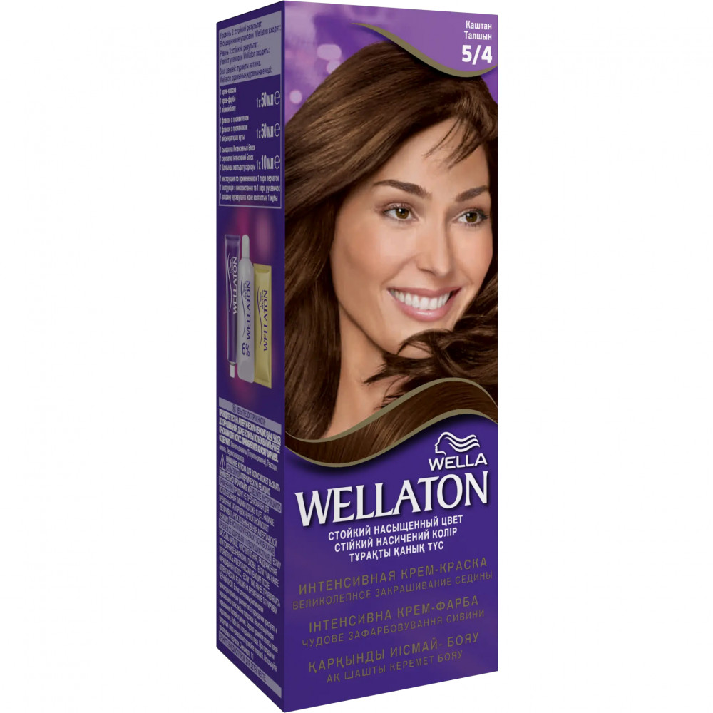 Крем-краска для волос Wellaton стойкая, 5/4 каштан